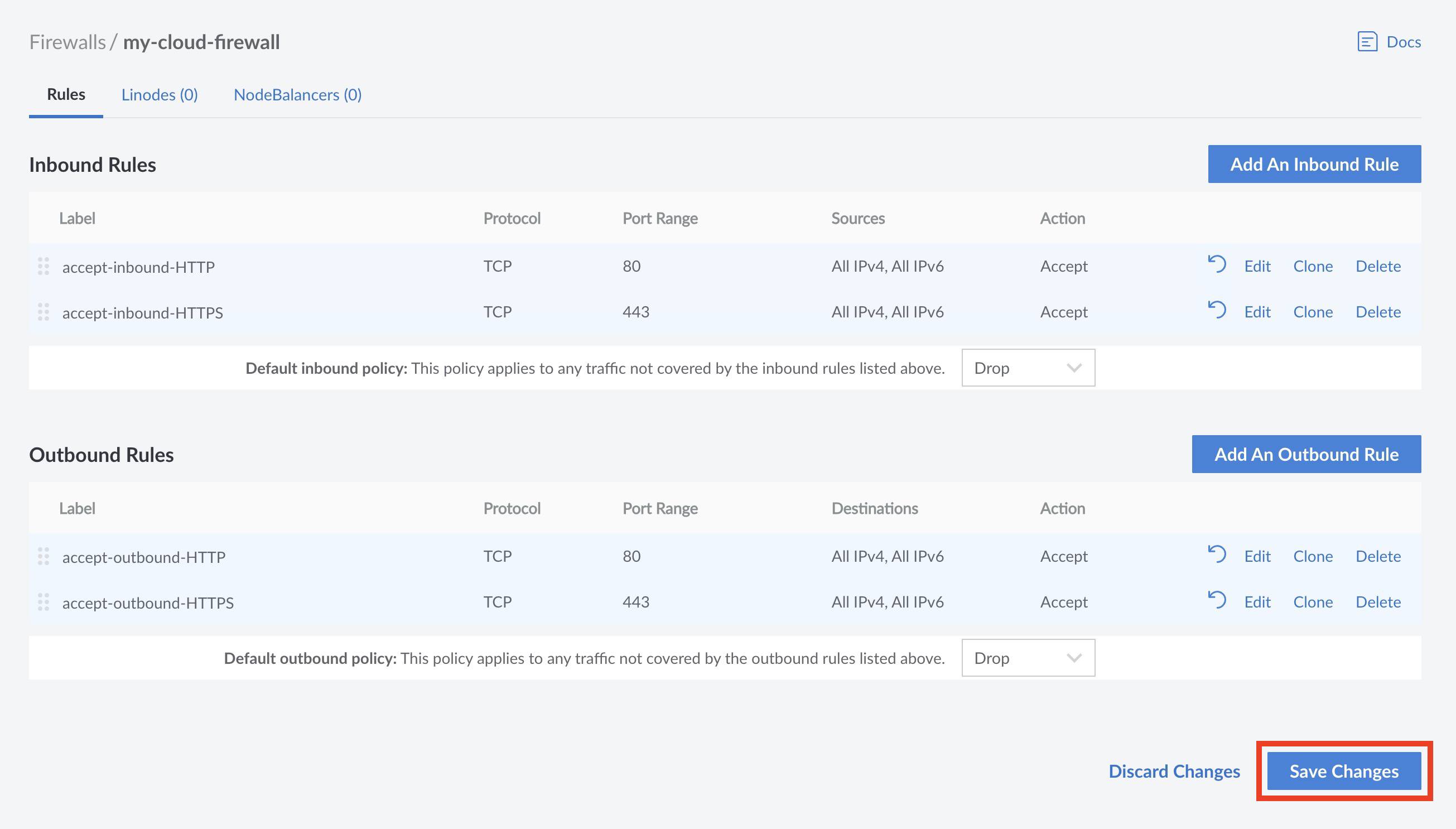 Apply your changes to the Firewall. Apply your changes to the Firewall.